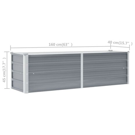 Plantenbak verhoogd 160x40x45 cm gegalvaniseerd staal grijs 7