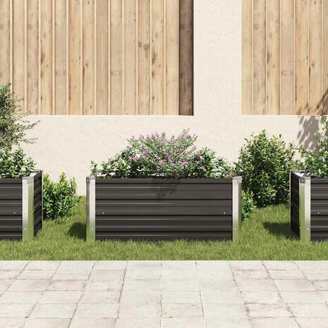 Plantenbak verhoogd 100x40x45 cm gegalvaniseerd staal antraciet 3