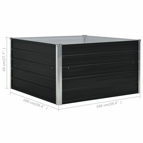 Plantenbak verhoogd 100x100x45cm gegalvaniseerd staal antraciet 6