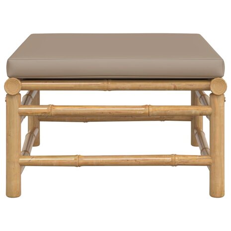 Tuinvoetenbank met kussen bamboe taupe 3