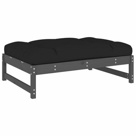 Tuinvoetenbank 120x80 cm massief grenenhout grijs 2