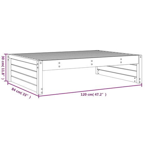 Tuinvoetenbank 120x80 cm massief grenenhout wit 8