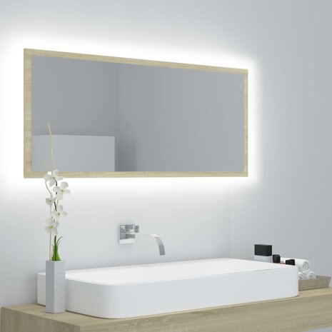 Badkamerspiegel LED 100x8,5x37 cm acryl sonoma eikenkleurig 1
