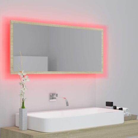 Badkamerspiegel LED 100x8,5x37 cm acryl sonoma eikenkleurig 5