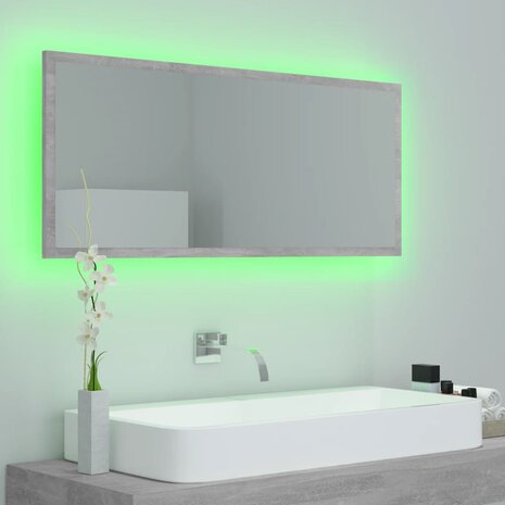 Badkamerspiegel LED 100x8,5x37 cm acryl betongrijs 4