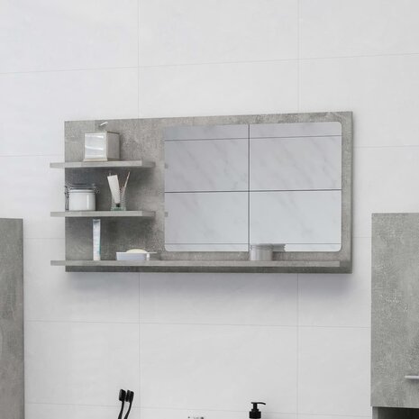 Badkamerspiegel 90x10,5x45 cm bewerkt hout betongrijs 1