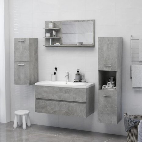 Badkamerspiegel 90x10,5x45 cm bewerkt hout betongrijs 4