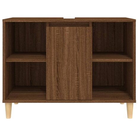 Wastafelkast 80x33x60 cm bewerkt hout bruin eikenkleur 6