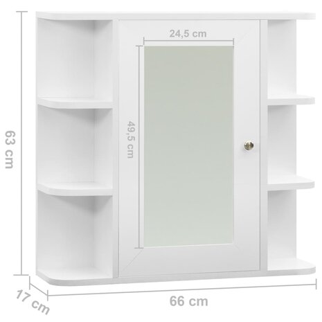 Badkamerspiegelkast 66x17x63 cm MDF wit 9