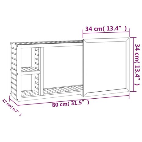 Spiegelkast 80x17x34 cm massief walnotenhout 8