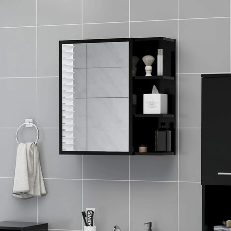 Badkamerspiegelkast 62,5x20,5x64 cm bewerkt hout zwart 1