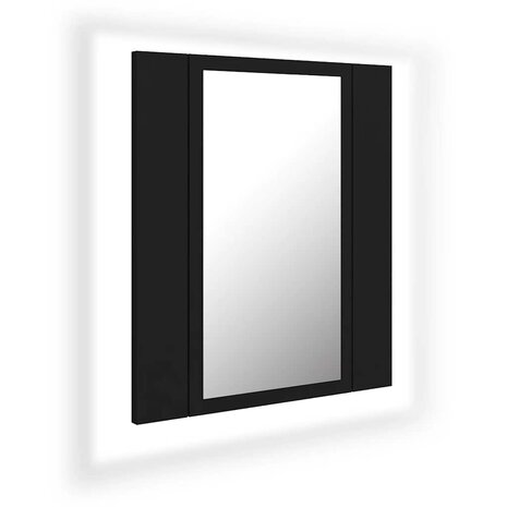 Badkamerkast met spiegel en LED 40x12x45 cm acryl zwart 2
