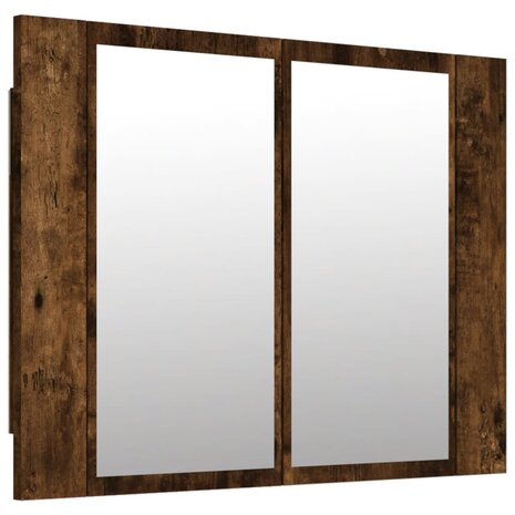 Spiegelkast LED 60x12x45 cm bewerkt hout gerookt eikenkleurig 2