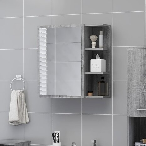 Badkamerspiegelkast 62,5x20,5x64 cm bewerkt hout grijs sonoma 1