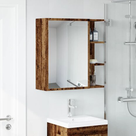 Badkamerspiegelkast 62,5x20,5x64cm bewerkt hout oud houtkleurig 3