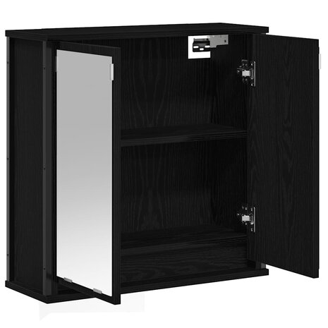 Badkamerwandkast met spiegel 60x21x60 cm zwart eikenkleurig 4