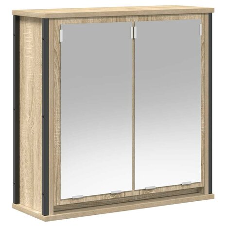 Badkamerwandkast met spiegel 60x21x60 cm sonoma eikenkleurig 2