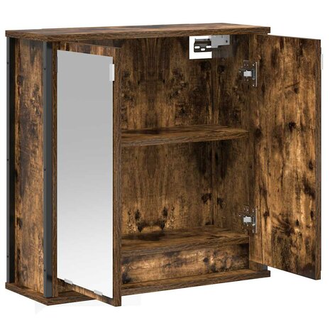 Badkamerwandkast met spiegel 60x21x60 cm gerookt eiken 4