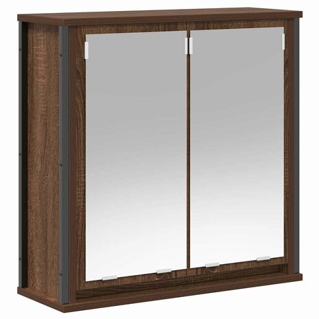 Badkamerwandkast met spiegel 60x21x60 cm bruin eiken 2