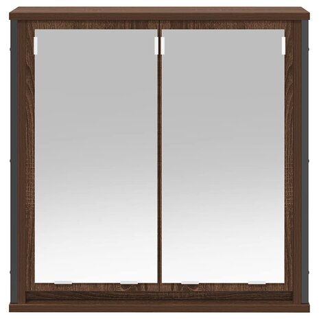 Badkamerwandkast met spiegel 60x21x60 cm bruin eiken 5