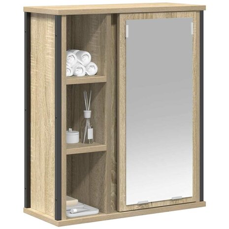 Badkamerwandkast met spiegel 50x21x60 cm sonoma eikenkleurig 4