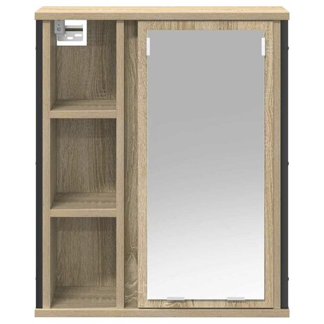 Badkamerwandkast met spiegel 50x21x60 cm sonoma eikenkleurig 6