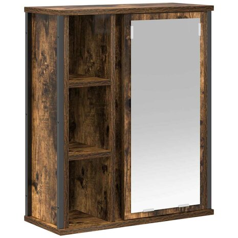 Badkamerwandkast met spiegel 50x21x60 cm gerookt eikenkleurig 2