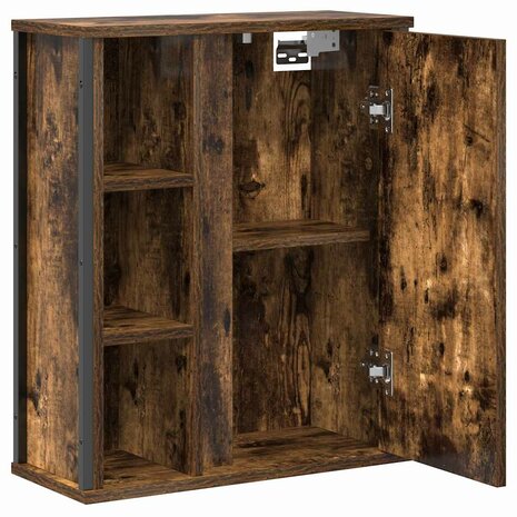 Badkamerwandkast met spiegel 50x21x60 cm gerookt eikenkleurig 5