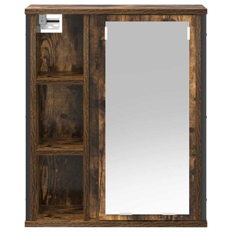 Badkamerwandkast met spiegel 50x21x60 cm gerookt eikenkleurig 6
