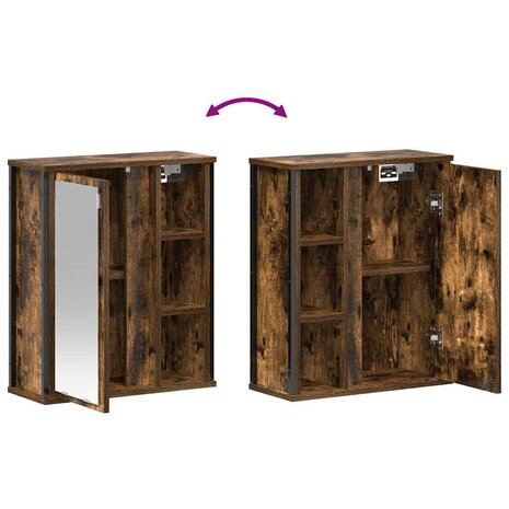 Badkamerwandkast met spiegel 50x21x60 cm gerookt eikenkleurig 9
