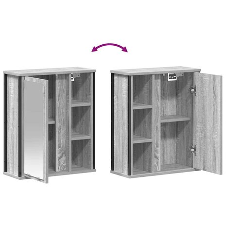 Badkamerwandkast met spiegel 50x21x60 cm Sonoma grijs 9