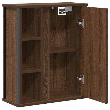Badkamerwandkast met spiegel 50x21x60 cm bruin eikenkleurig 5