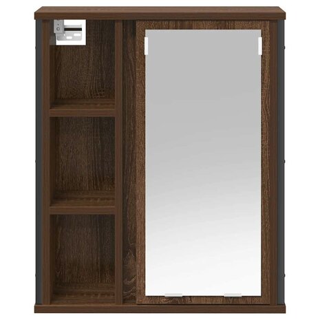 Badkamerwandkast met spiegel 50x21x60 cm bruin eikenkleurig 6