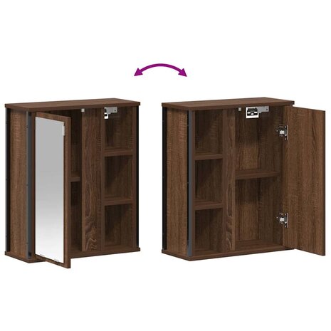 Badkamerwandkast met spiegel 50x21x60 cm bruin eikenkleurig 9