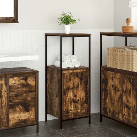 Badkamerkast met planken 36x35x95 cm gerookt eiken 1