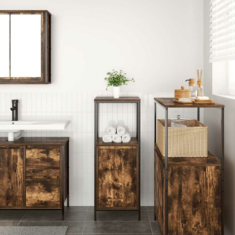 Badkamerkast met planken 36x35x95 cm gerookt eiken 3