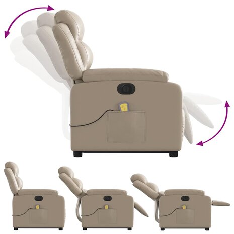 Sta-op-massagestoel elektrisch kunstleer cappuccinokleurig 7