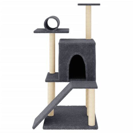 Kattenmeubel met sisal krabpalen 110,5 cm donkergrijs  3