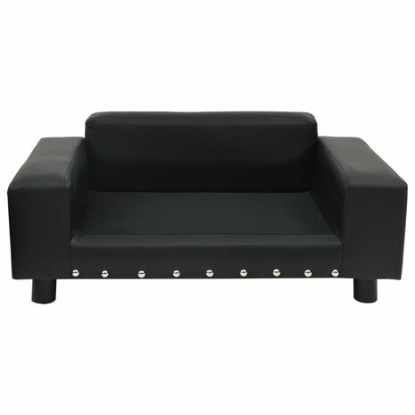 Hondenbank 81x43x31 cm pluche en kunstleer zwart 2