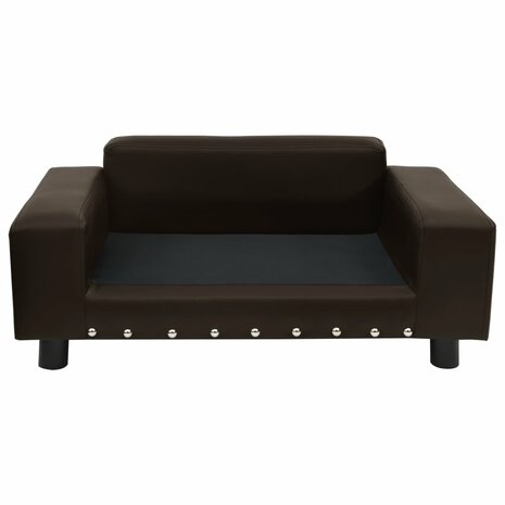Hondenbank 81x43x31 cm pluche en kunstleer bruin 3