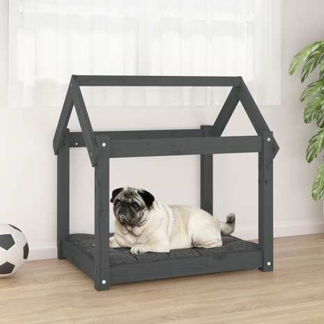 Hondenmand 71x55x70 cm massief grenenhout grijs 1