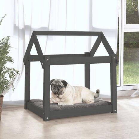 Hondenmand 71x55x70 cm massief grenenhout grijs 3
