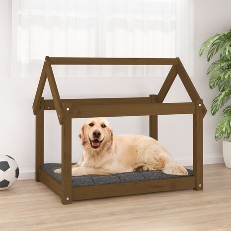 Hondenmand 81x60x70 cm massief grenenhout honingbruin 1