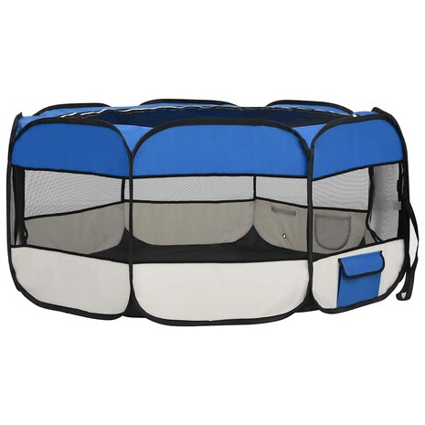 Hondenren inklapbaar met draagtas 145x145x61 cm blauw 4