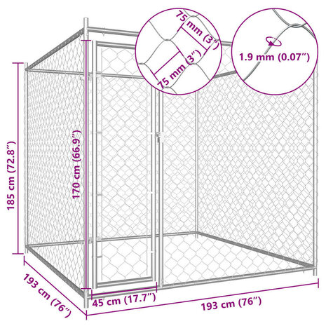 Hondenkennel voor buiten 193x193x185 cm  6