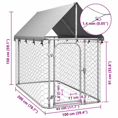 Hondenkennel voor buiten met dak 200x100x150 cm 7