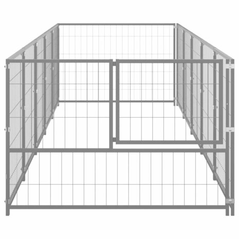 Hondenkennel 5 m² staal zilverkleurig 3