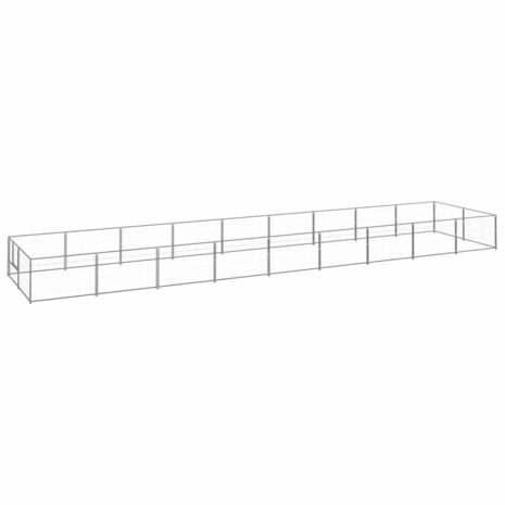 Hondenkennel 18 m² staal zilverkleurig 1
