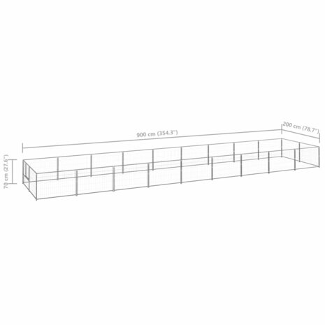 Hondenkennel 18 m² staal zilverkleurig 6