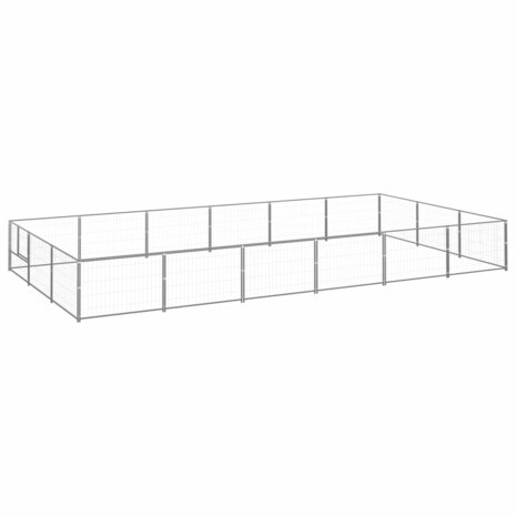 Hondenkennel 18 m² staal zilverkleurig 1